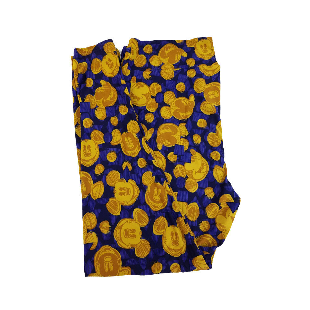 LuLaRoe TCTWO TC2 Disney Smiling Mickey Mouse Triangle Square Circle Blue Gold Leggings fits Adult Sizes 18+