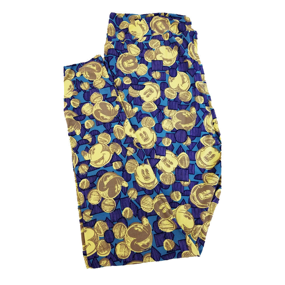 LuLaRoe TCTWO TC2 Disney Smiling Mickey Mouse Triangle Square Circle Light Dark Blue Gold Leggings fits Adult Sizes 18+