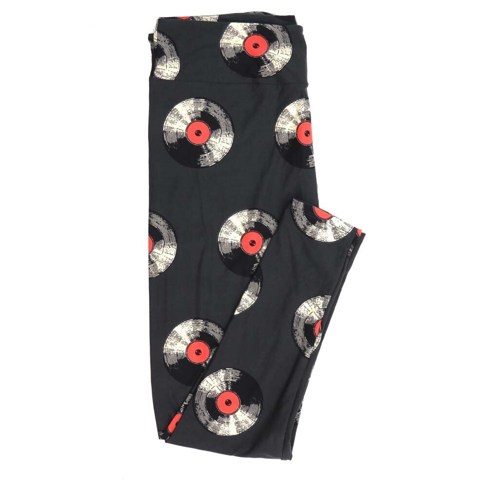 LuLaRoe TCTWO TC2 LP Classic Vinyl Records Black White Gray Buttery Soft Womens Leggings fits Adults sizes 18-26  TCTWO-9042-L