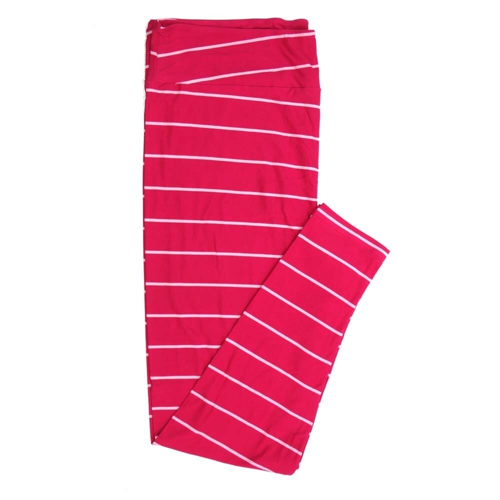 LuLaRoe TCTWO TC2 Pink Stripe Buttery Soft Womens Leggings fits Adults sizes 18-26  TCTWO-9042-P