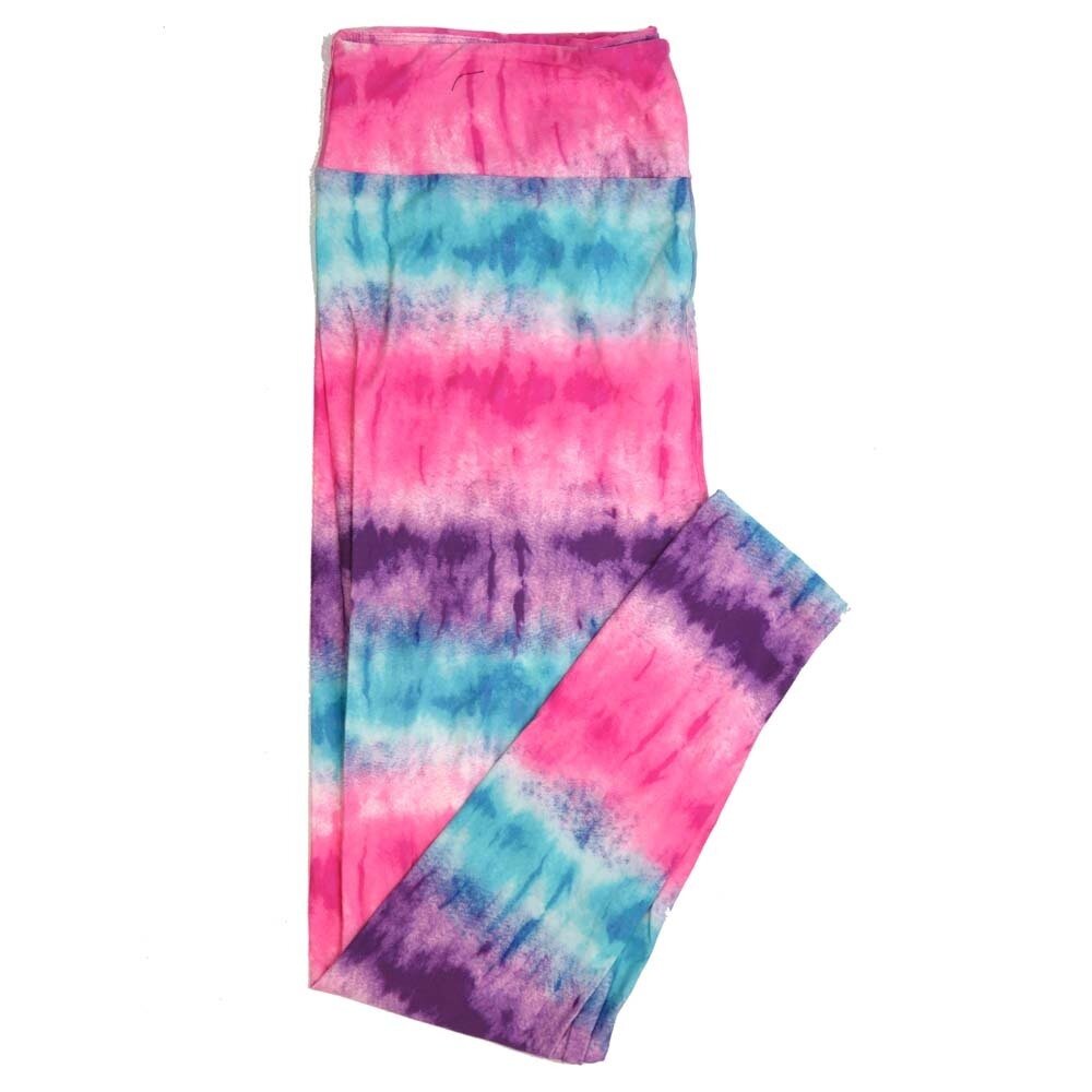 LuLaRoe TCTWO TC2 Pink Teal Purple Tye Dye Hombre Stripe Buttery Soft Womens Leggings fits Adults sizes 18-26  TCTWO-056143
