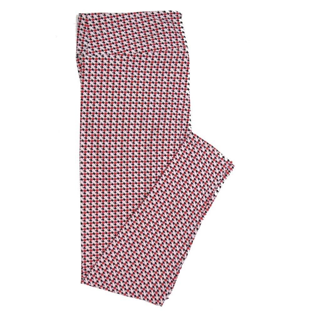 LuLaRoe TCTWO TC2 Red White Black Houndstooth Buttery Soft Womens Leggings fits Adults sizes 18-26  TCTWO-9040-Q