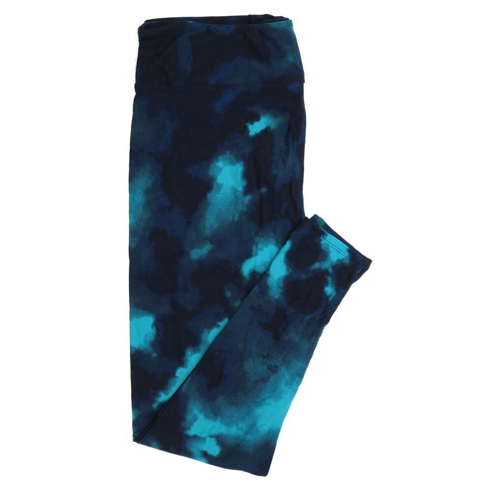 LuLaRoe TCTWO TC2 Teal Blue Navy Tye Dye Blotter Buttery Soft Womens Leggings fits Adults sizes 18-26  TCTWO-939257