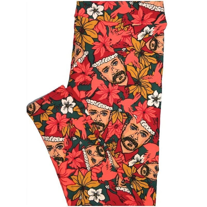 LuLaRoe TCTWO TC2 Christmas Poinsettia Bearded Elf Buttery Soft Leggings fits Adults 18+