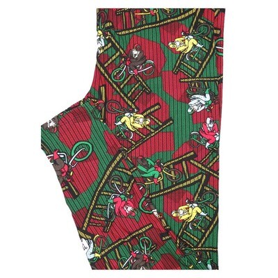 LuLaRoe TCTWO TC2 Christmas Santa Riding Motorcycles Ladders Holiday Buttery Soft Leggings fits Adult Sizes 18+