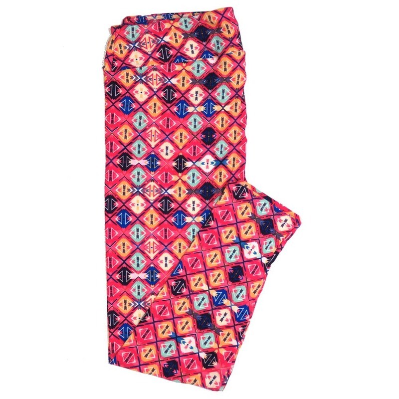 LuLaRoe TCTWO TC2 Checkerboard Diamond Triangle Stripe Leggings fits sizes 18+  TCTWO-9086-H