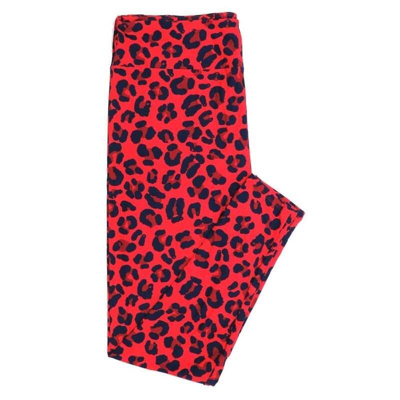 LuLaRoe TCTWO TC2 Cheetah Animal Print Red Blue Buttery Soft Womens Leggings fits Adults sizes 18-26  TCTWO-9052-A-49