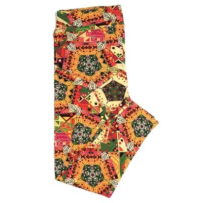 LuLaRoe TCTWO TC2 Mandala Pentagon Patchwork Leggings fits sizes 18+  TCTWO-9086-F