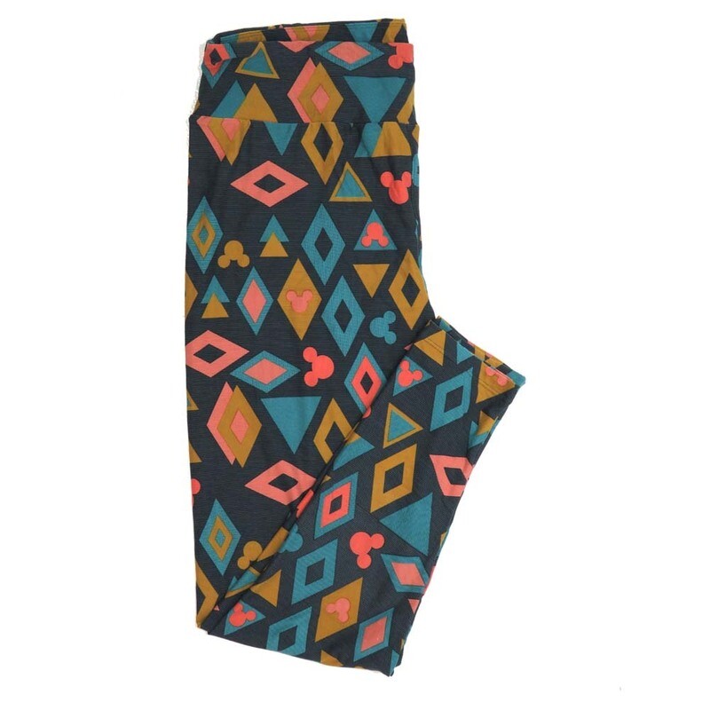 LuLaRoe TCTWO TC2 Disney Mickey Mouse Diamond Gray Blue Leggings fits sizes 18+  TCTWO-9087-A4
