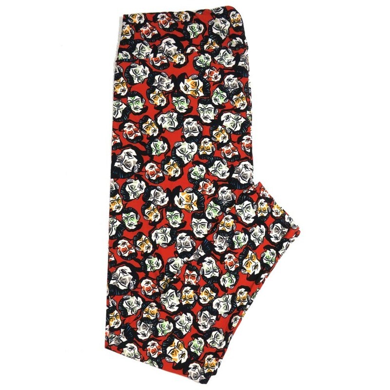 LuLaRoe TCTWO TC2 Halloween Dracula Black Red White Leggings fits sizes 18+  TCTWO-9085-H2