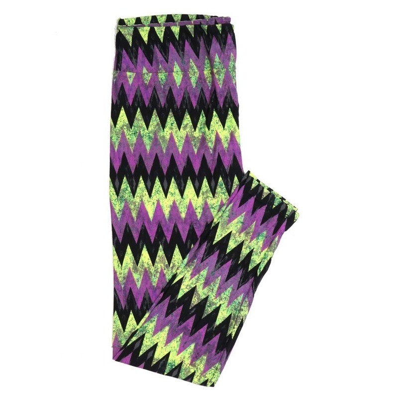 LuLaRoe TCTWO TC2 Halloween Jack o Lantern Zig Zag Stripe Black Yellow Pink Womens Buttery Soft Leggings fits Adults 18+  146150