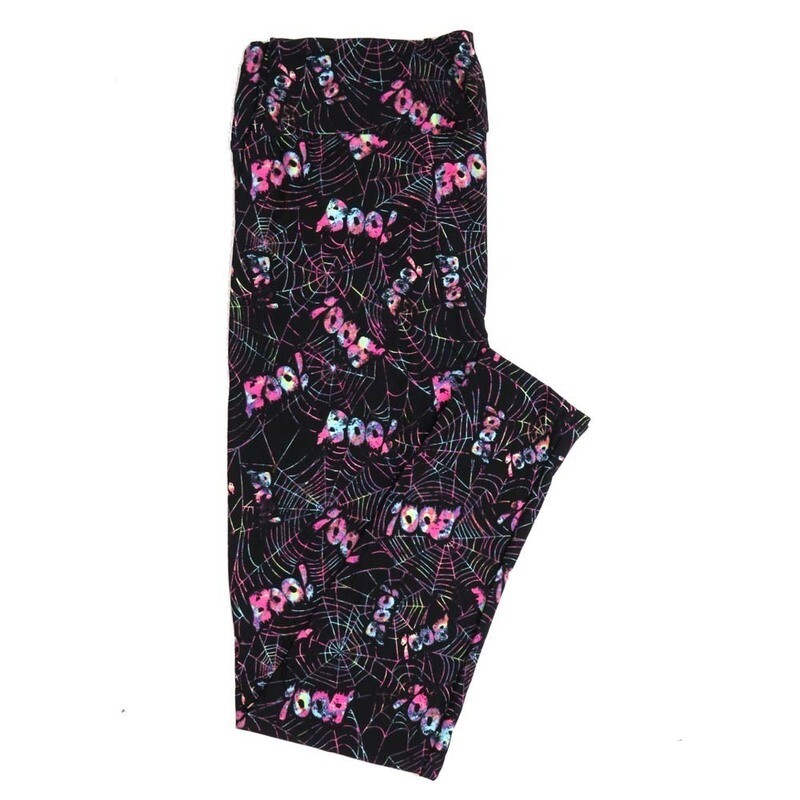 LuLaRoe TCTWO TC2 Halloween Spider Webs BOO! Black White Pink Womens Buttery Soft Leggings fits Adults 18+  177851