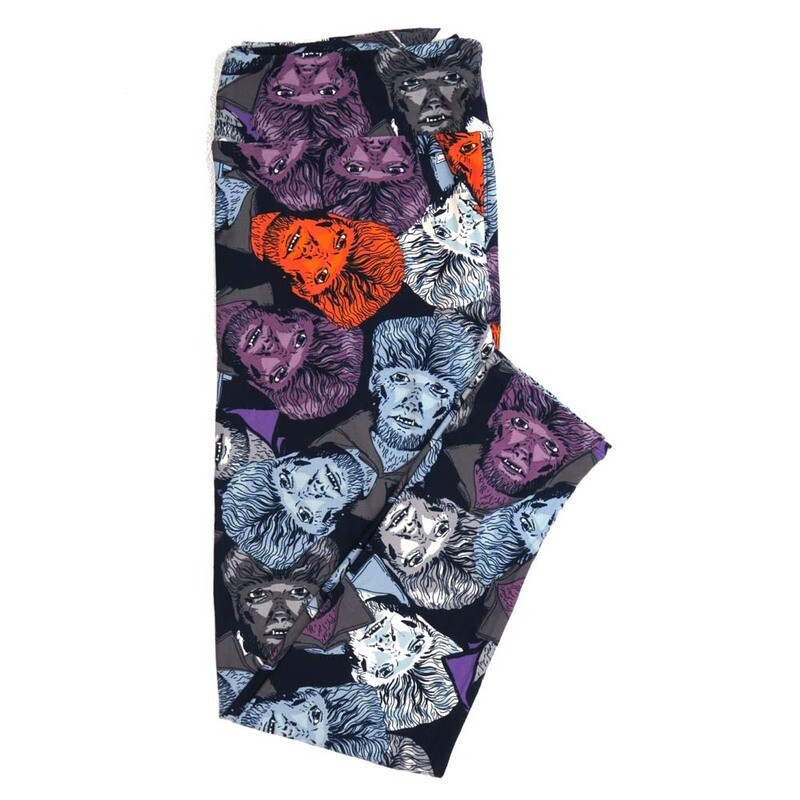 LuLaRoe TCTWO TC2 Halloween Werewolf Faces Larger Leggings fits sizes 18+  TCTWO-9085-J3