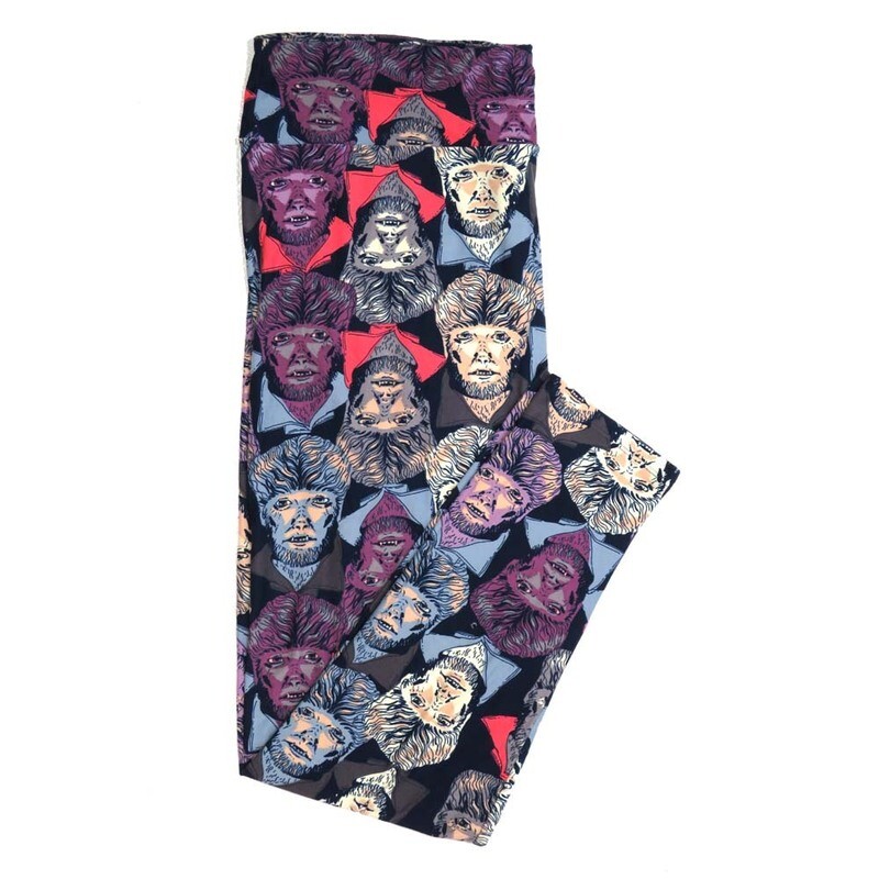 LuLaRoe TCTWO TC2 Halloween Werewolf Faces Smaller Leggings fits sizes 18+  TCTWO-9085-K