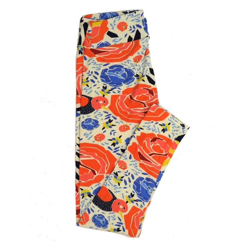 LuLaRoe One Size OS Roses Birds Leggings fits Womens sizes 2-10  OS-4389-X