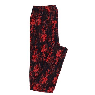 LuLaRoe One Size OS Floral Black Red Leggings fits Womens sizes 2-10  OS-4387-T