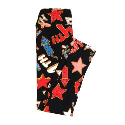 LuLaRoe One Size OS Americana USA Black Stars fireworks 4th Blue Red White Buttery Soft Womens Leggings fit Adult sizes 2-10  OS-4359-AL