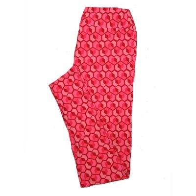 LuLaRoe One Size OS Valentines 3D Cube Hearts Red Pink Leggings (OS fits Adults 2-10) OS-4094-C