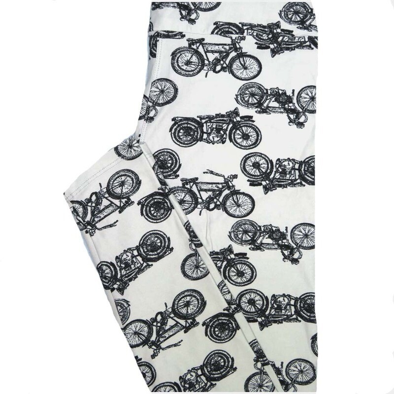 LuLaRoe One Size OS Motorcycles Classic Black Gray Buttery Soft Leggings - OS fits Adults 2-10