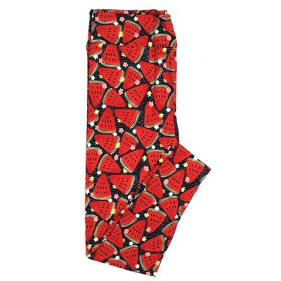 LuLaRoe One Size OS Navy Red Green Watermelon Slices Buttery Soft Womens Leggings fit Adult sizes 2-10  OS-4305-5