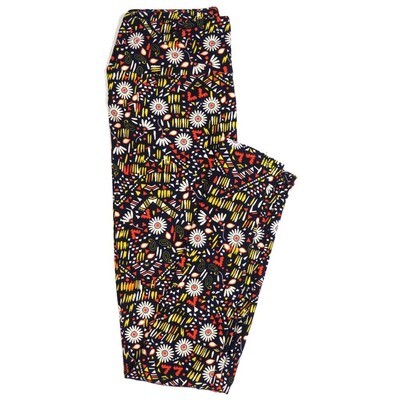 LuLaRoe One Size OS Paisley Daisy Floral Polka Dot Black White Yellow TeePee Buttery Soft Womens Leggings fit Adult sizes 2-10 OS-4358-BE