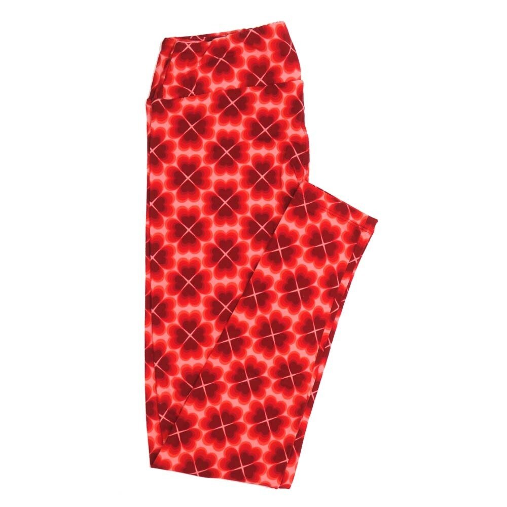 LuLaRoe One Size OS Four Leaf Lcover Hearts Valentines Love Hearts Buttery Soft Womens Leggings fit Adult sizes 2-10  OS-4353-AP