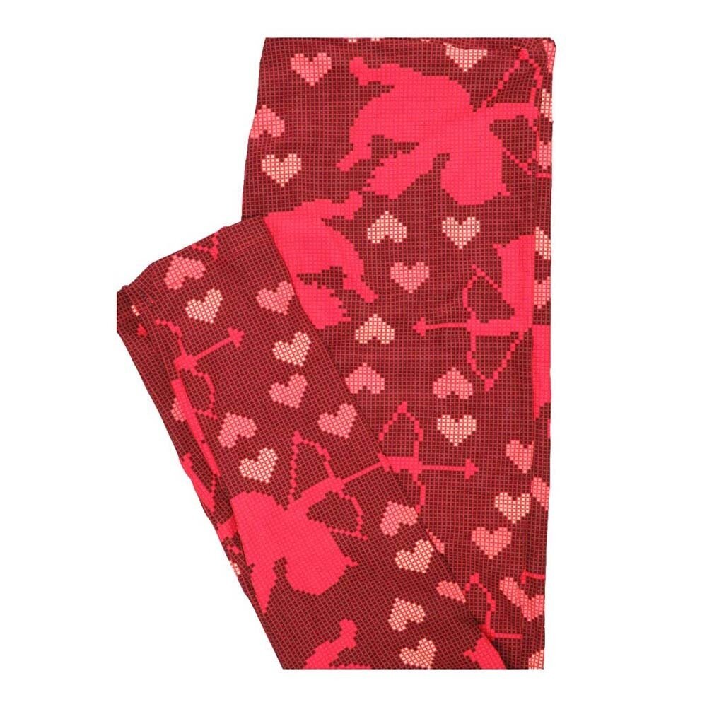 LuLaRoe One Size OS Valentines Cupid Hearts Pixel Grid Leggings fits Women 2-10
