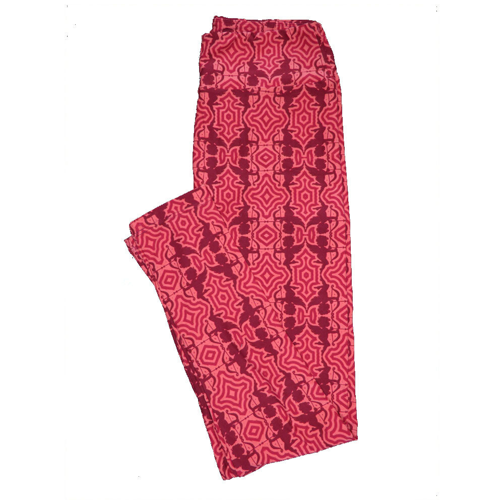LuLaRoe One Size OS Valentines Cupids Arrows Pink Red Geometric Hearts Leggings fits Adult sizes 2-10