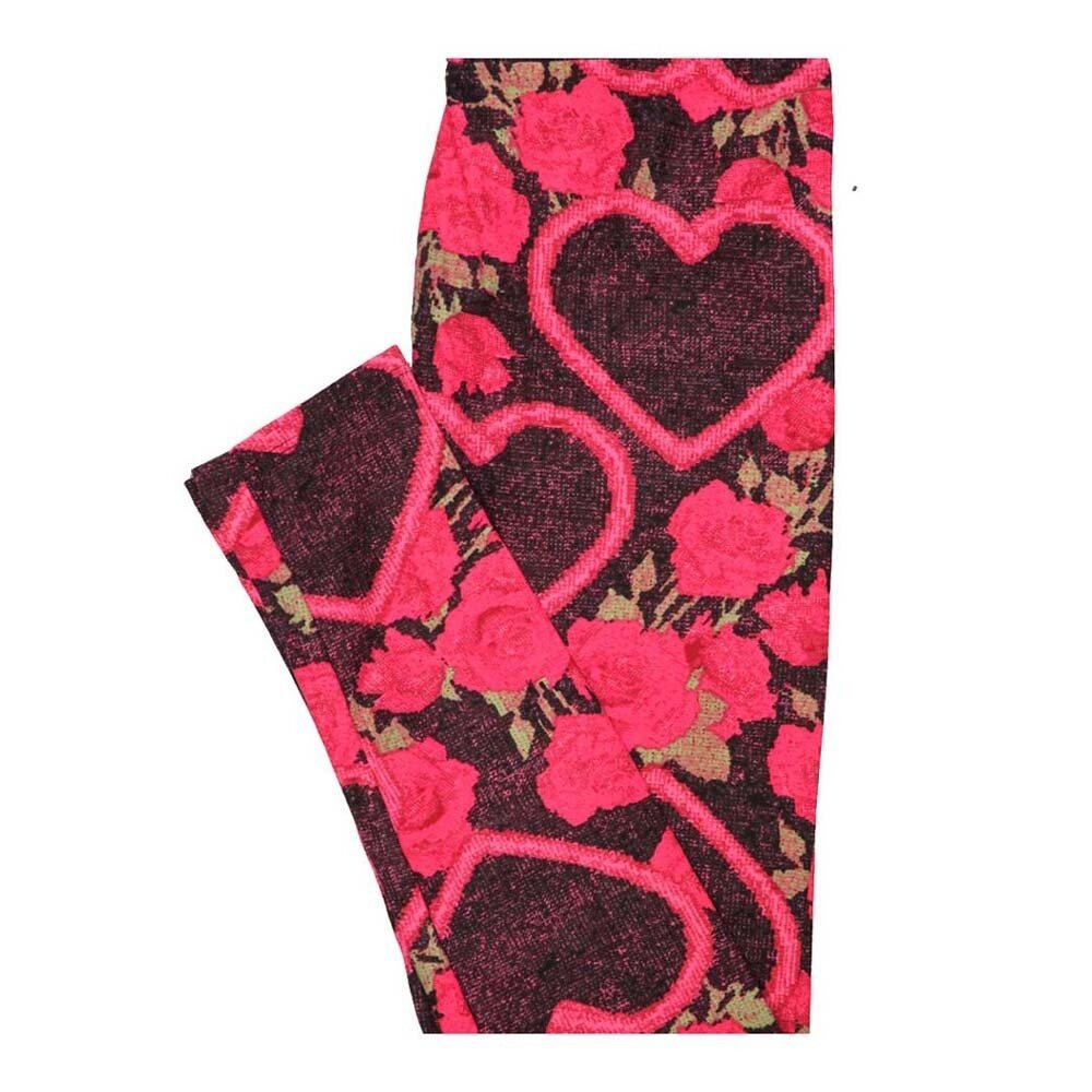 LuLaRoe One Size OS Valentines Hearts Roses Leggings fits Women 2-10