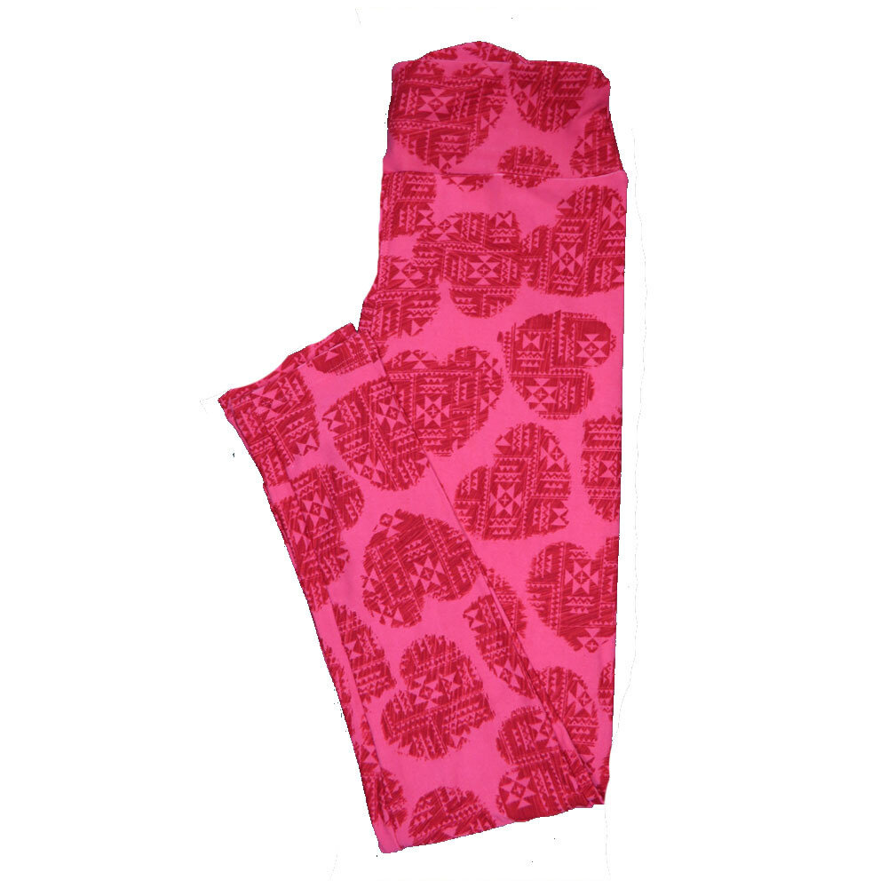 LuLaRoe One Size OS Valentines Pink Red Southwestern Hearts Leggings fits Adult sizes 2-10