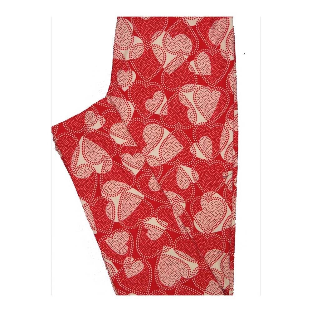 LuLaRoe One Size OS Valentines Polka Dot Doily Hearts Leggings fits Women 2-10