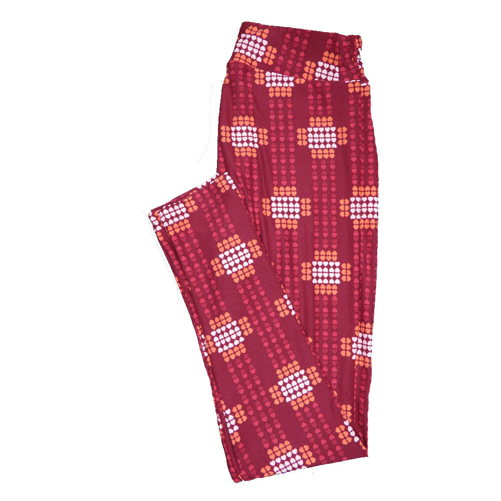 LuLaRoe One Size OS Valentines Red Green White Polka Dot Hearts Leggings fits Adult sizes 2-10