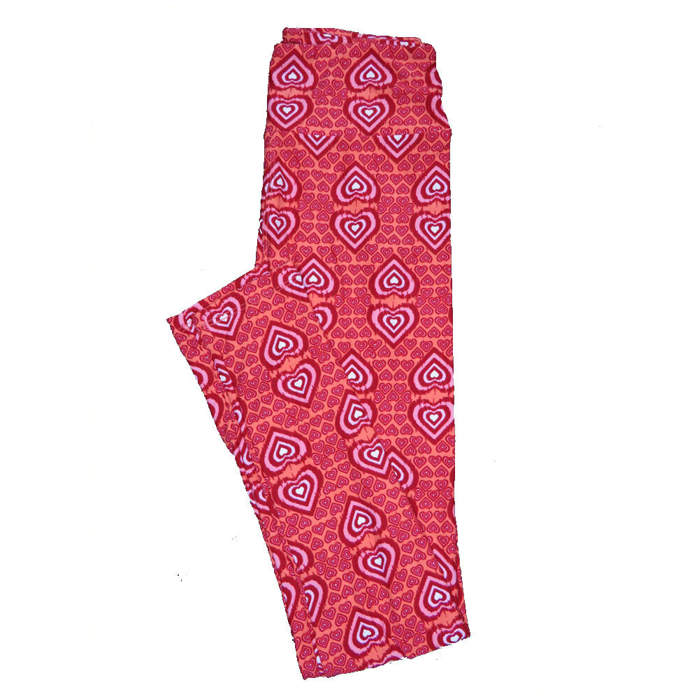 LuLaRoe One Size OS Valentines Red Pink White Polka Dot Hearts Leggings fits Adult sizes 2-10