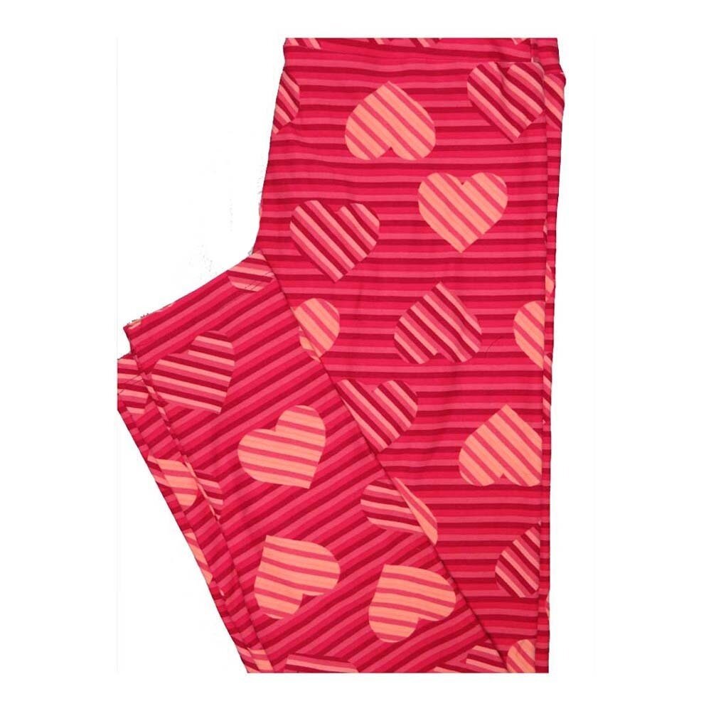 LuLaRoe One Size OS Valentines Striped Hearts Leggings fits Women 2-10