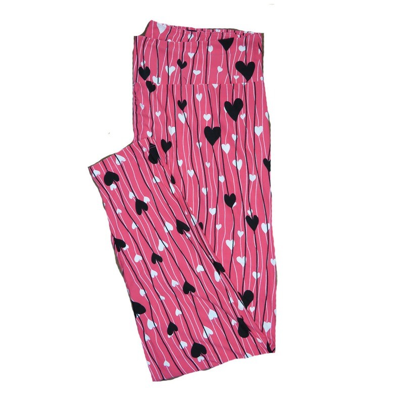 LuLaRoe One Size OS Pink with Black and White Floating Hearts on Strings Love Valentines Leggings (OS fits Adults 2-10) OS-4201-E LuLaRoe One Size OS Pink with Black and White Floating Hearts on Strings Love Valentines Leggings (OS fits Adults 2-10) OS-4201-E