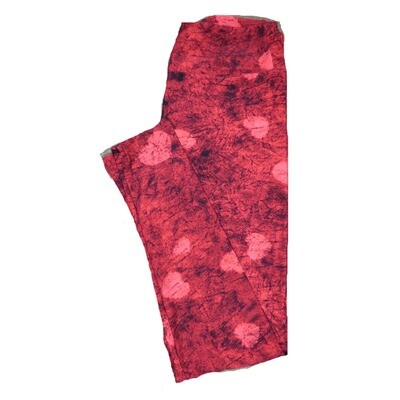 LuLaRoe One Size OS Abstract Trippy 70s Red and Black with Pink Hearts Love Valentines Leggings (OS fits Adults 2-10) OS-4206-C