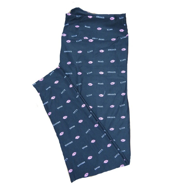 LuLaRoe One Size OS Black w/ White Smooch Muah Kiss Puckered Lips Hearts Love Valentines Leggings (OS fits Adults 2-10) OS-4210-M LuLaRoe One Size OS Black w/ White Smooch Muah Kiss Puckered Lips Hearts Love Valentines Leggings (OS fits Adults 2-10) OS-4210-M