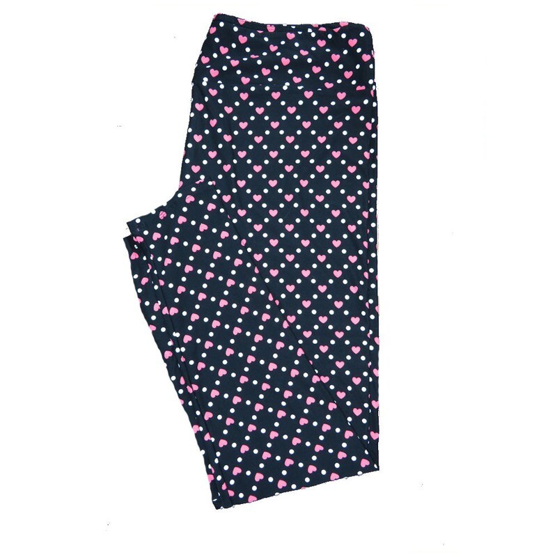 LuLaRoe One Size OS Solid Black with Criss Cross Stripe Pink Hearts and White Polka Dots Love Valentines Leggings (OS fits Adults 2-10) OS-4204-C LuLaRoe One Size OS Solid Black with Criss Cross Stripe Pink Hearts and White Polka Dots Love Valentines Leggings (OS fits Adults 2-10) OS-4204-C