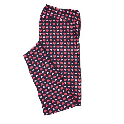 LuLaRoe One Size OS Black w/ Large Red Hearts Small Pink Polka Dots Hearts Love Valentines Leggings (OS fits Adults 2-10) OS-4208-G