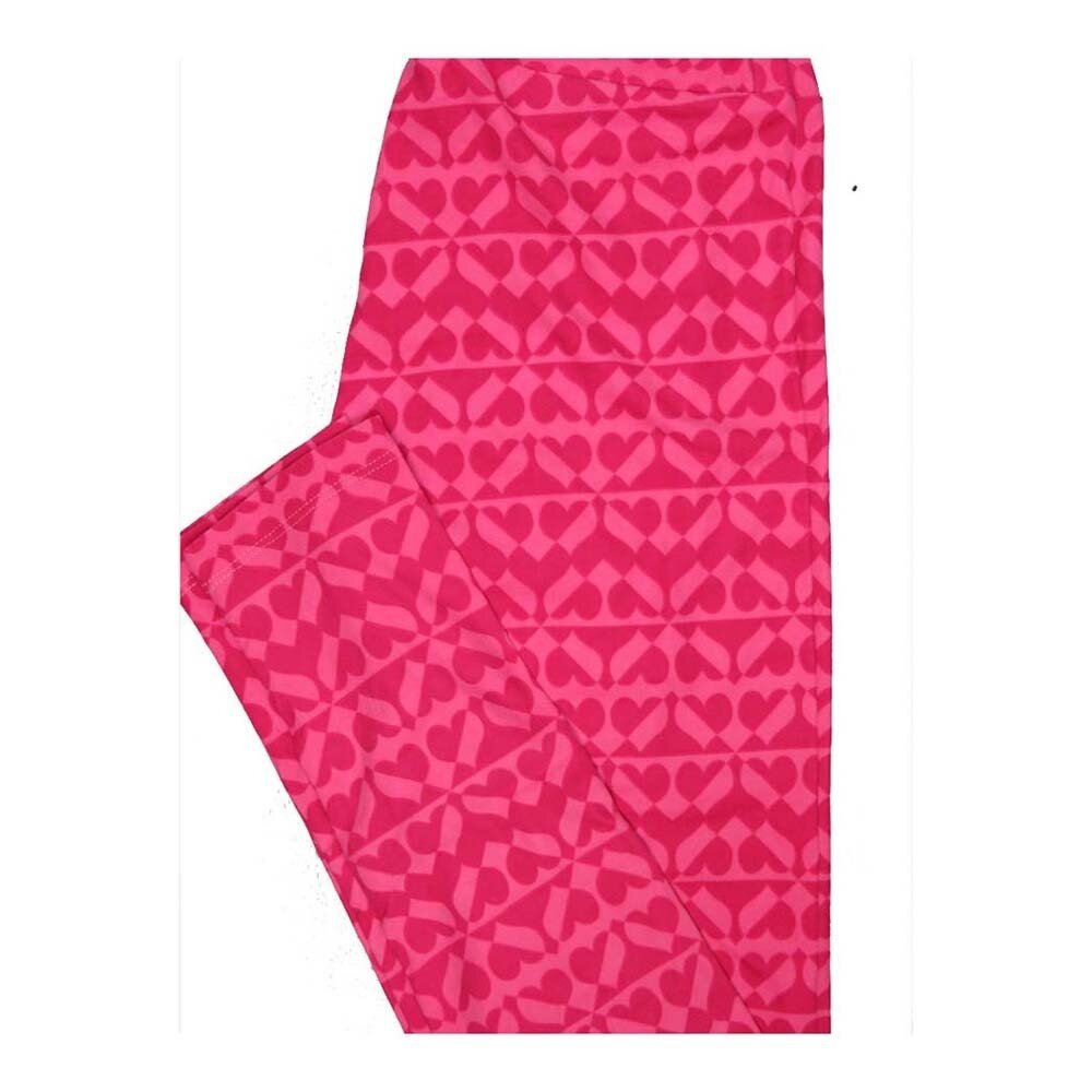 LuLaRoe One Size OS Valentines Two Tone Geometric Hearts Stripes Leggings fits Women 2-10