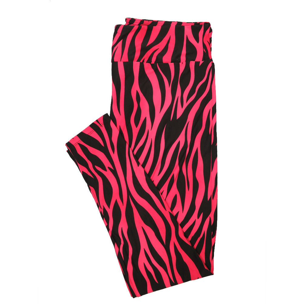 LuLaRoe One Size OS Zebra Print Pink Black Leggings (OS fits Adults 2-10)