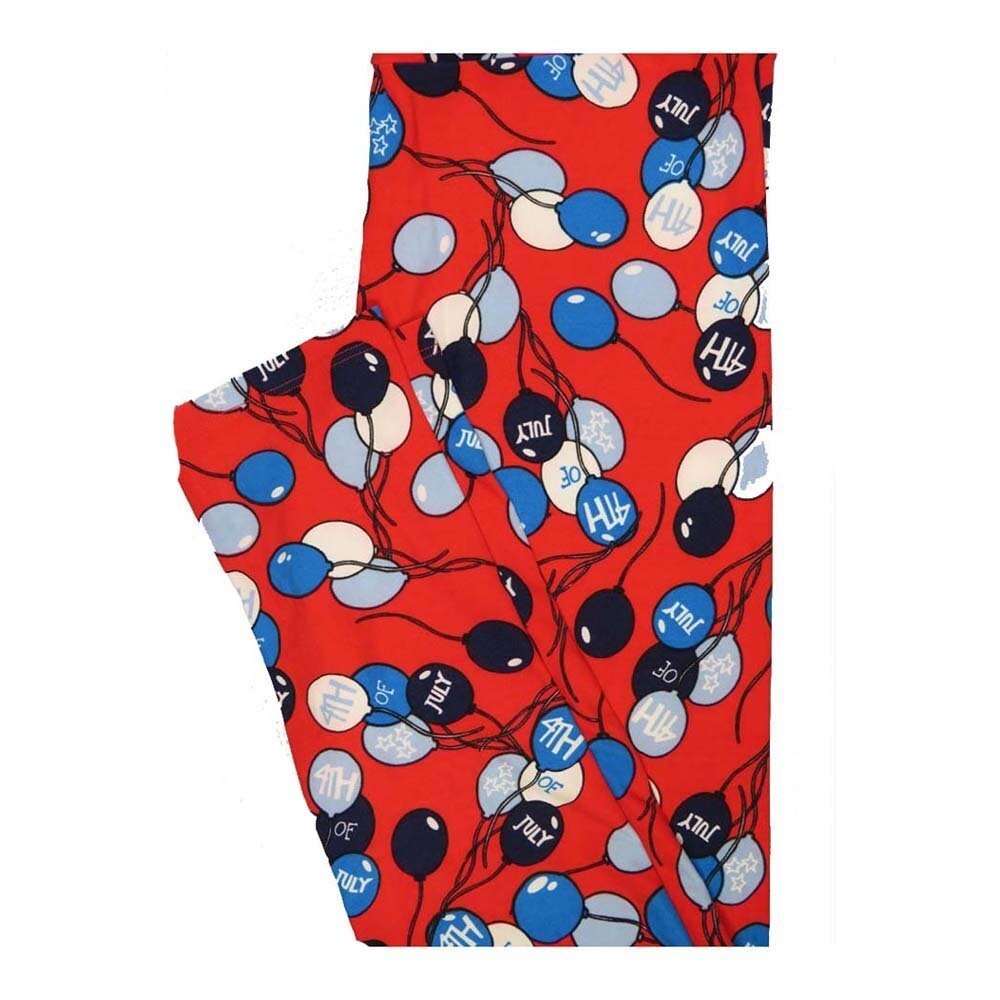 LuLaRoe One Size OS Americana USA 4th of July Balloons Red White Blue Leggings fits Women 2-10