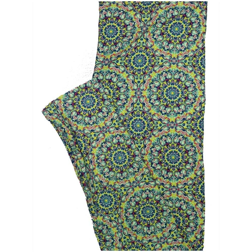 LuLaRoe One Size OS 70s Trippy Psychedelic Mandala Light Green Blue Pink Leggings (OS fits Adults 2-10)