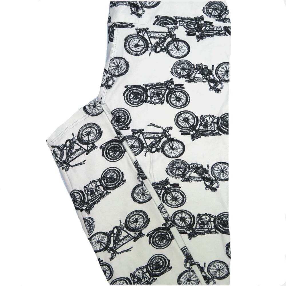 LuLaRoe One Size OS Motorcycles Classic Black White Buttery Soft Leggings - OS fits Adults 2-10