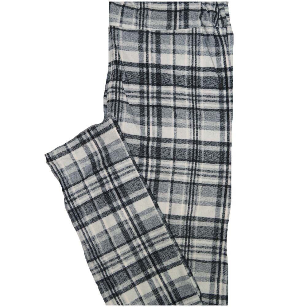 LuLaRoe One Size OS Gray White Plaid Buttery Soft Leggings - OS fits Adults 2-10
