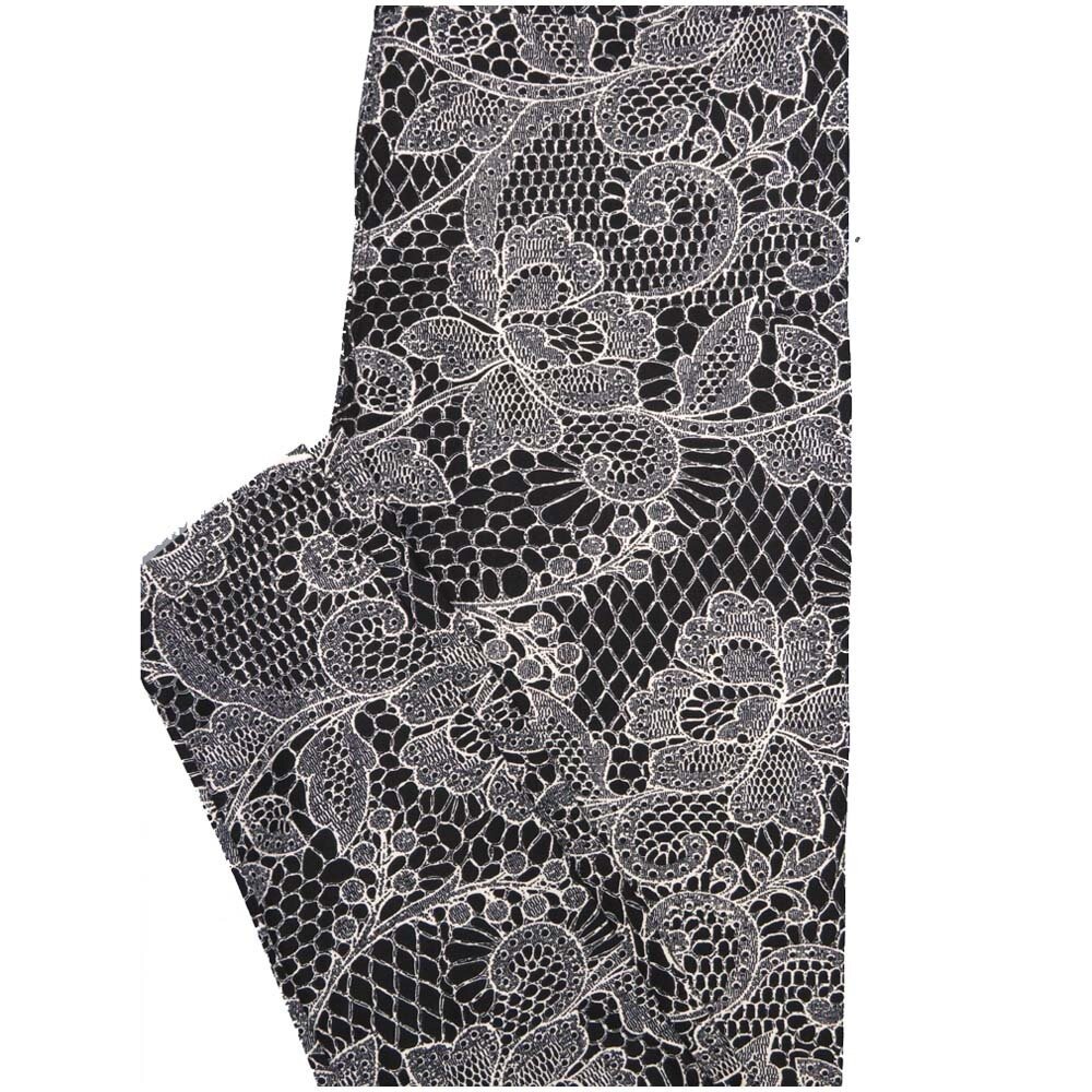 LuLaRoe One Size OS Fishnet Lace Black White Floral Leggings (OS fits Adults 2-10)
