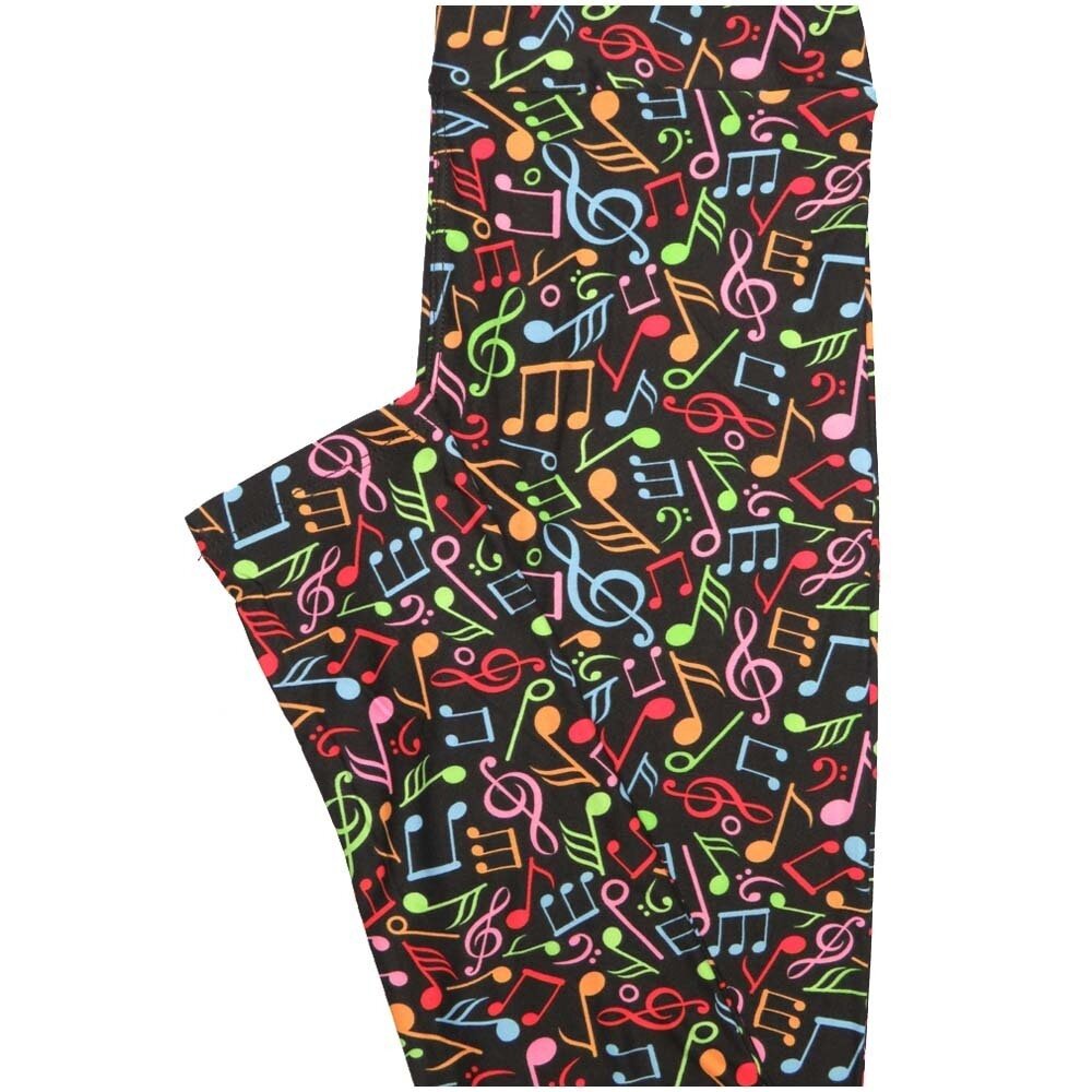 LuLaRoe One Size OS Musical Notes Staph Music Black multicolor Leggings (OS fits Adults 2-10)