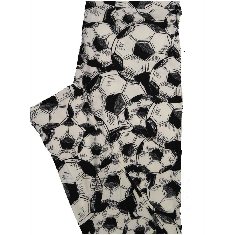 LuLaRoe One Size OS Black White Soccer Balls Leggings (OS fits Adults 2-10)