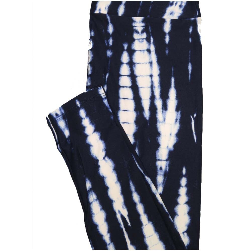 LuLaRoe One Size OS 70s Trippy Psychedelic Tye Dye Blue White Stripe Leggings (OS fits Adults 2-10)
