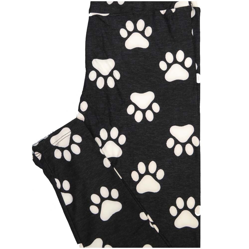 LuLaRoe One Size OS Paw Prints Dog Puppy Black White Leggings (OS fits Adults 2-10)